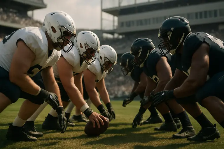 Florida linemen run blocking drills during an offseason football practice