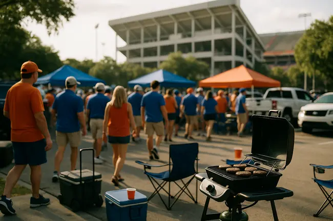 Two quarterbacks take practice reps during a Florida football session