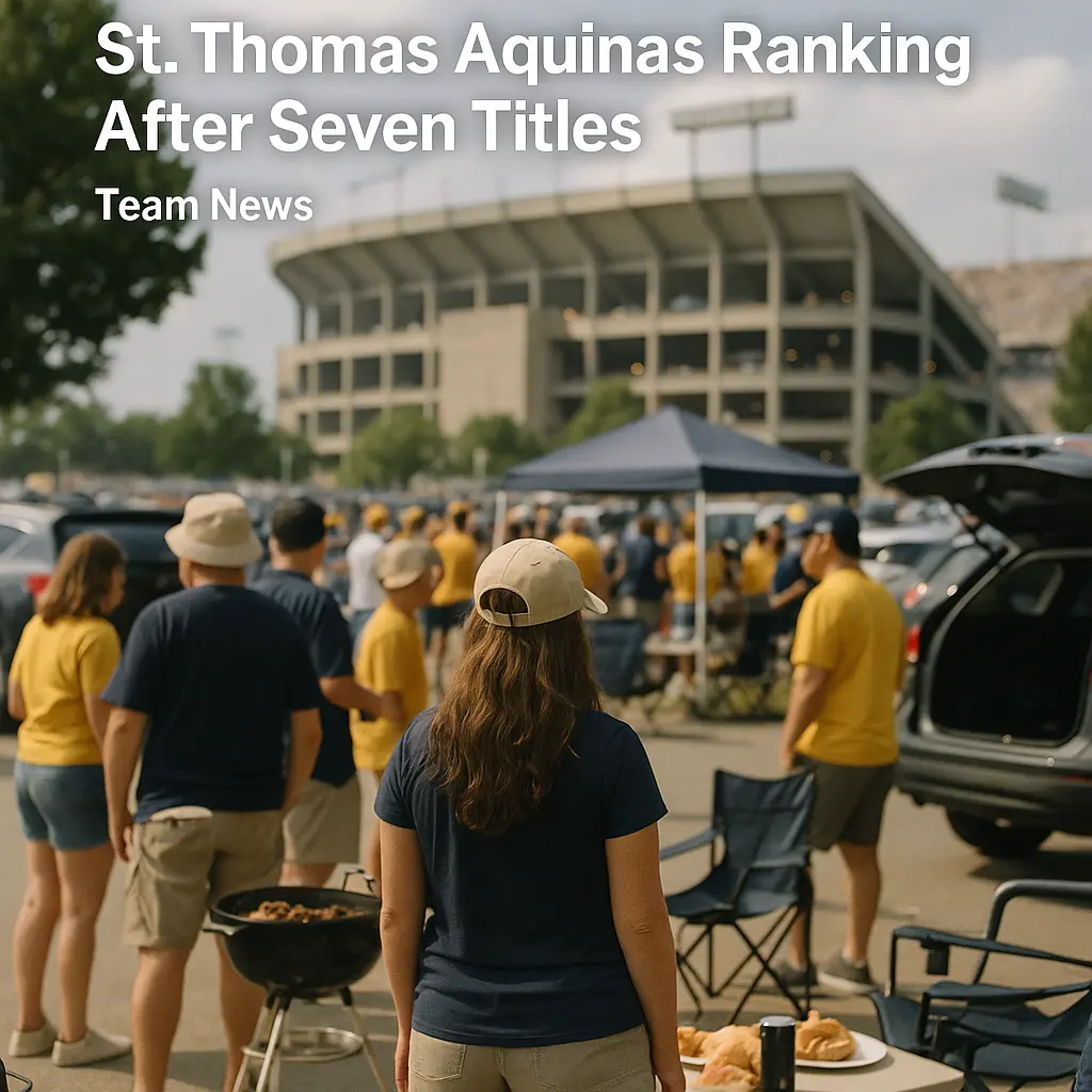 St. Thomas Aquinas players celebrating a Florida high school football title on the field