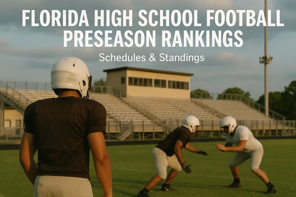 Florida high school football players line up before a preseason practice