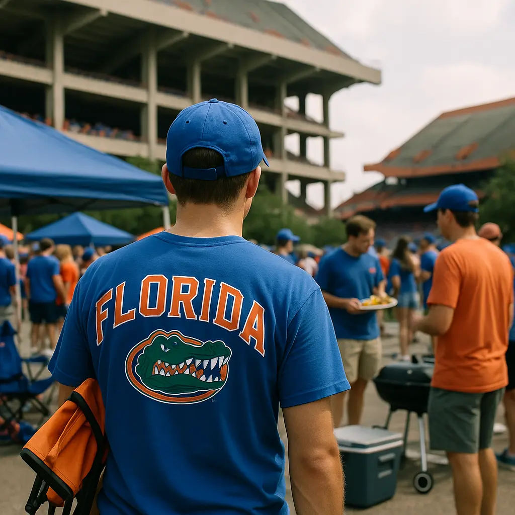 Florida football players run through offseason drills on a sunny practice field