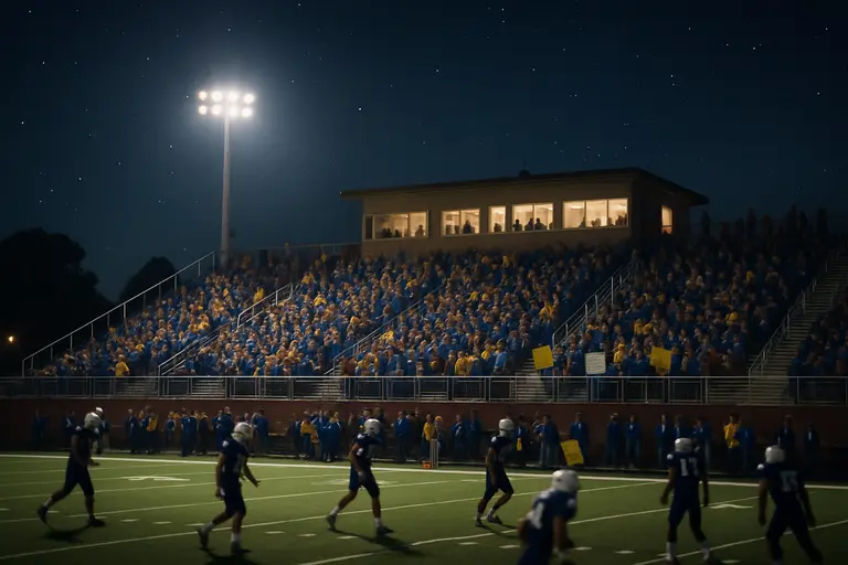 Bradenton football field prepared for a fall high school game