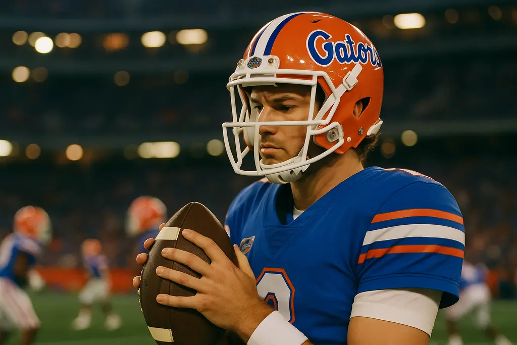 Gators QB battle practice scene with two quarterbacks working through passing drills