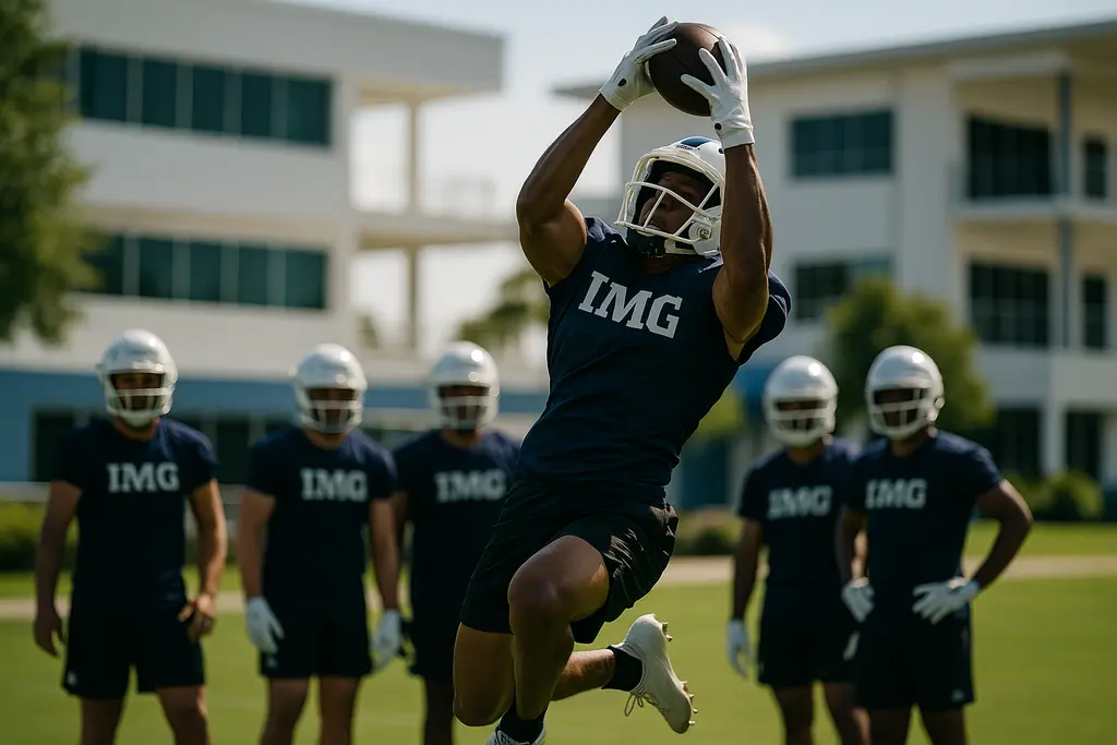 IMG Academy Upsets schedule board with football field and Bradenton fan planning notes