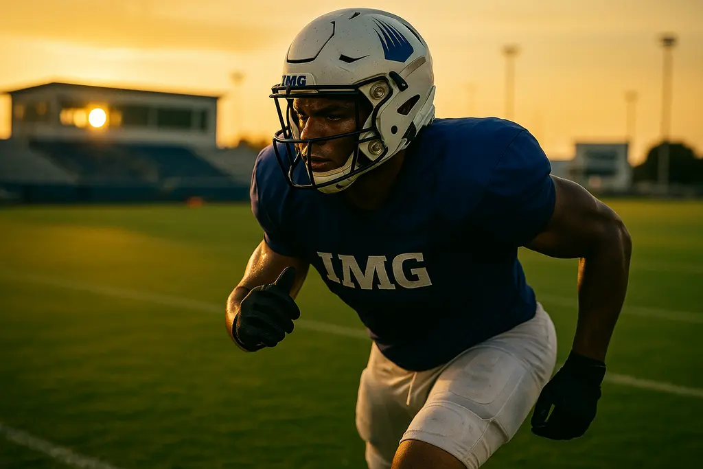 IMG Academy football players training on a Florida practice field before the 2026 season