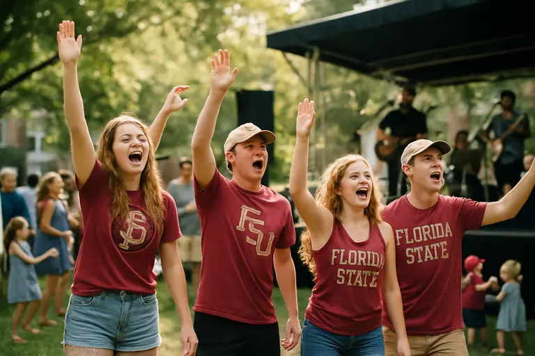 Families walking through a student union during a college football weekend