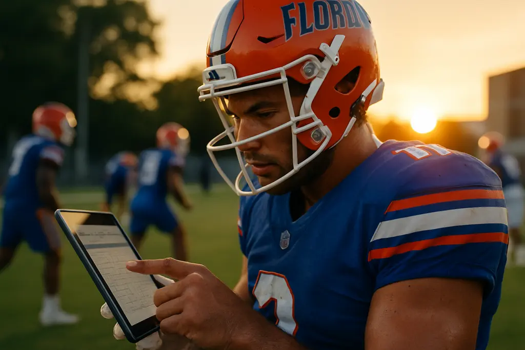 Florida Week 1 high school football players lining up under stadium lights