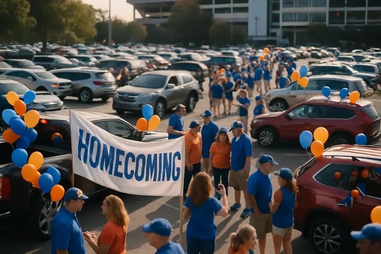 Alumni and students gathering on campus before a Florida football home game
