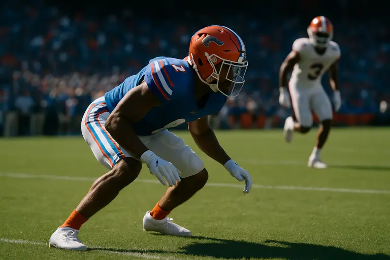Florida defensive backs setting coverage before a play