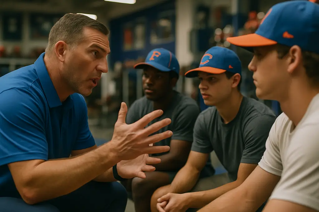 Florida Gators Recruiting discussion near a packed football stadium on game day