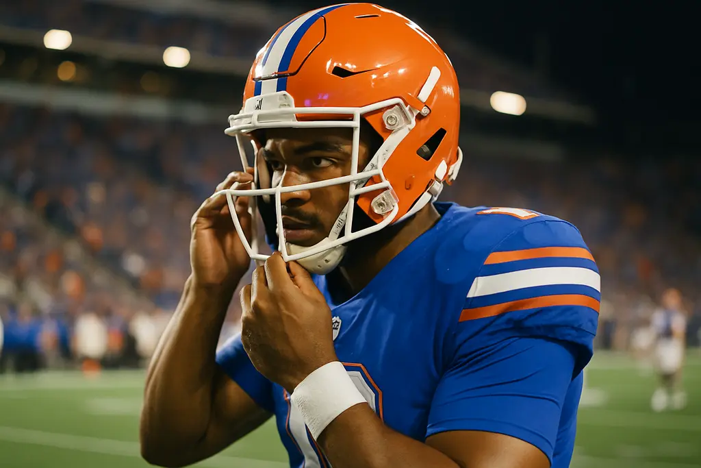 Gators key players warming up before a Florida football game in Gainesville