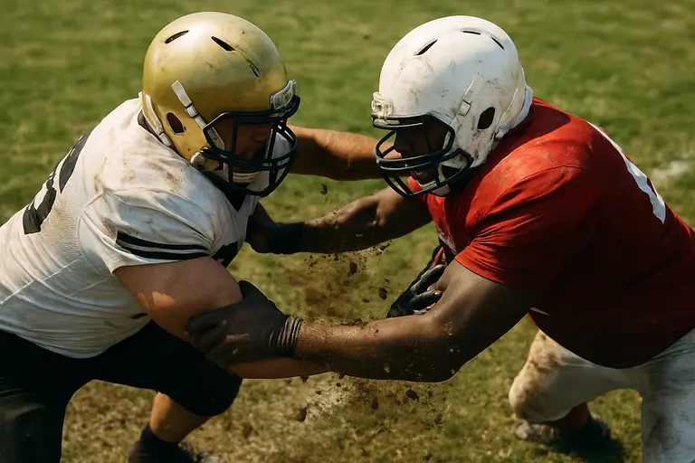 Linemen collide at the snap during a physical SEC matchup